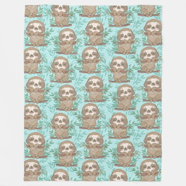 Cute Sloths Fleece Blanket (Framsidan)