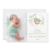 Cute Sloths Greenery Guld Baby Shower