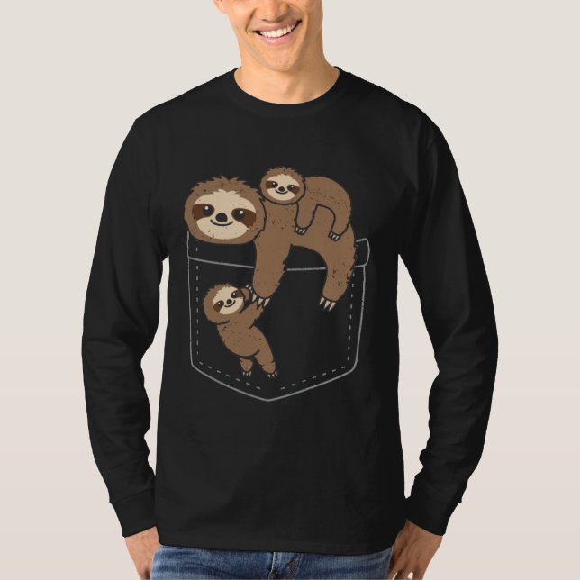Cute Sloths In Pocket Lazy Sloth  Animal Owner Gra T Shirt (Framsida)