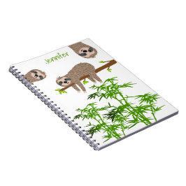 Cute Sloths Monogramme Anteckningsbok