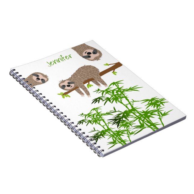 Cute Sloths Monogramme Anteckningsbok (Högra Sidan)