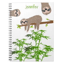 Cute Sloths Monogramme Anteckningsbok