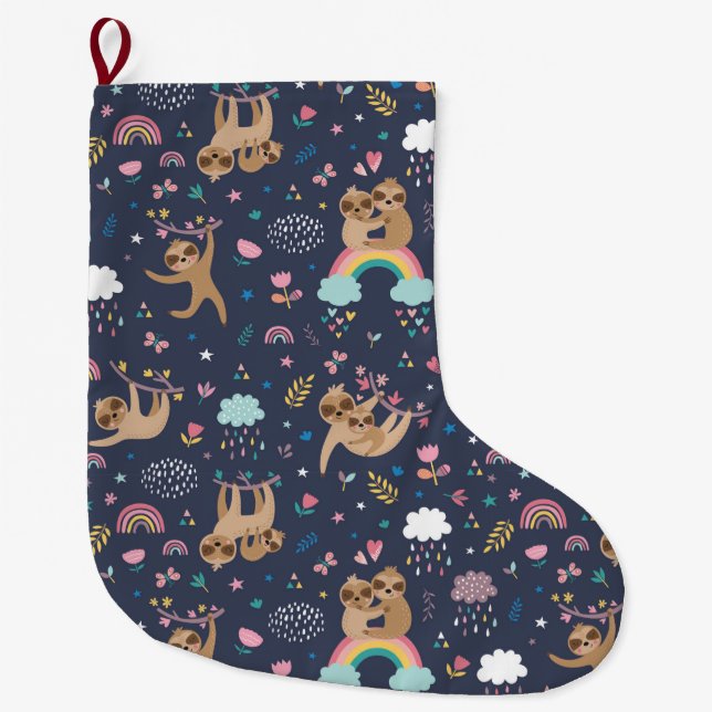 Cute Sloths - stor julklapp Julstrumpa (Framsidan)
