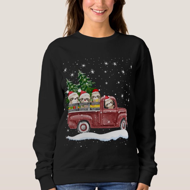 Cute Slots med Red Lastbil vid jul T Shirt (Framsida)