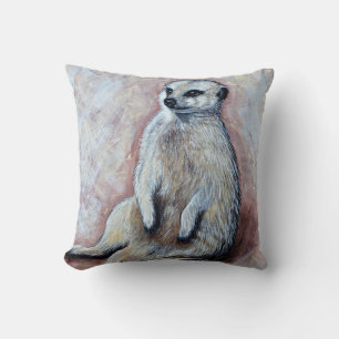 Cute Slouchy Meerkat Painting Kudde