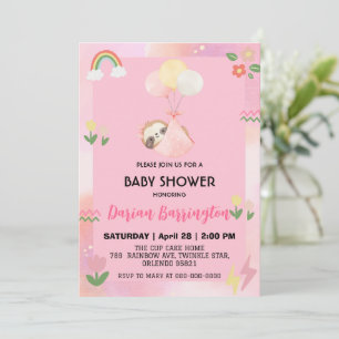 Cute sluttar Blomballongbabyduschflickor i party Inbjudningar