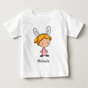 Cute Småbarn Girl med Bunny Öron Påsk T Shirt