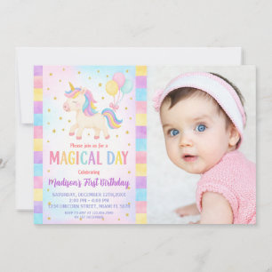 Cute Småbarn Unicorn Birthday bjudande Inbjudningar