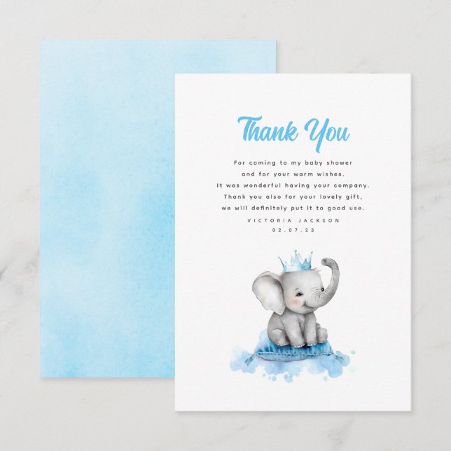 Cute Small Little Baby Elephant Prince Tack (Fram/baksida)