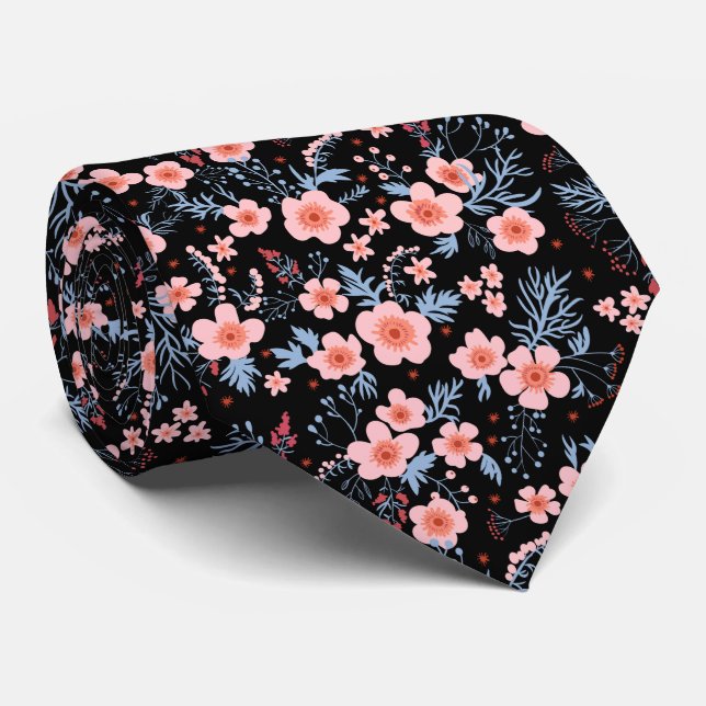 Cute small pink floral with black background slips (Rullad)