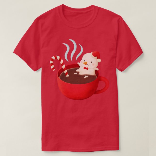 Cute Smälter Snögubbe i Hett Chocolate T Shirt (Design framsida)