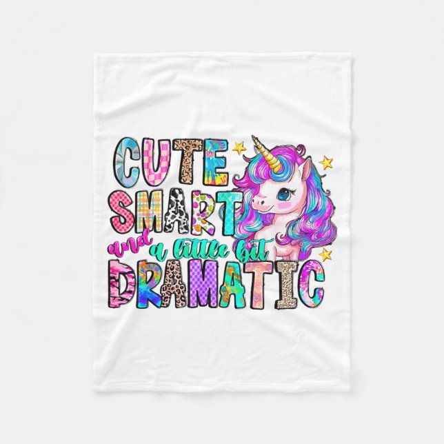 Cute Smart And A Little Bit Dramatic Funny Unicorn Fleecefilt (Framsidan)