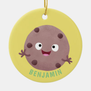 Cute Smart Chochad chip cookie tecknad Julgransprydnad Keramik