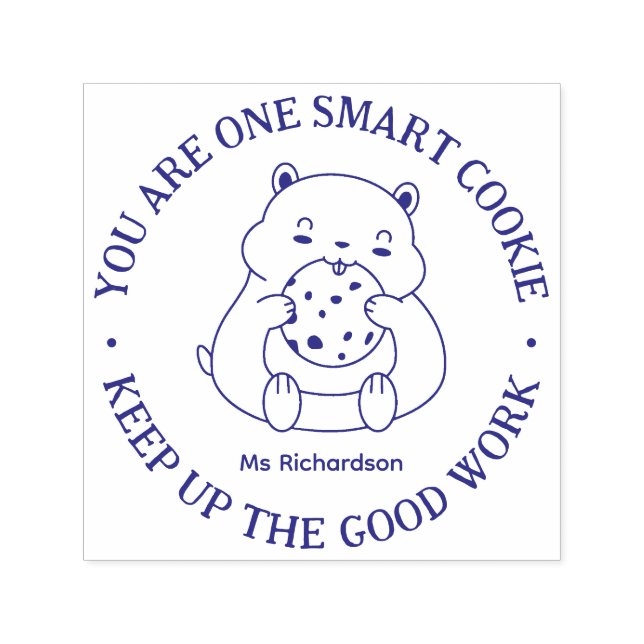 Cute Smart Cookie Hamster Teacher Encouragement Självfärgande Stämpel (Design)