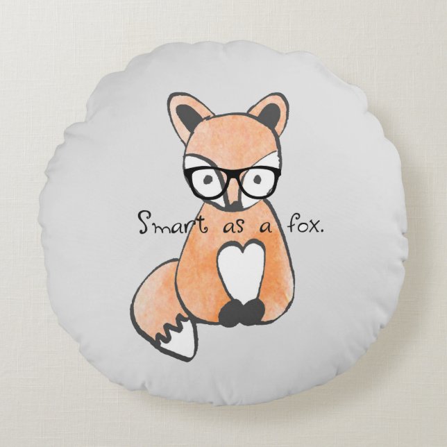 Cute Smart Fox Kids Rund Kudde (Framsidan)