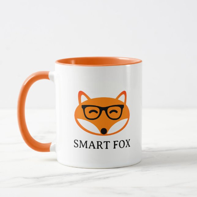 Cute smart fox with spectacles coffee Mug Mugg (Vänster)