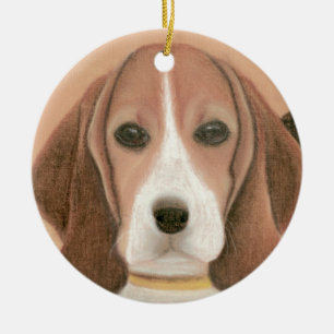 Cute Smart hund. Pastel Julgransprydnad Keramik