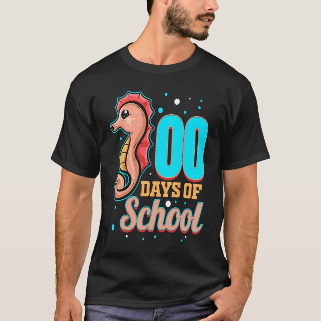 Cute Smart Seahorse For 100 Days Of School T Shirt (Framsida)