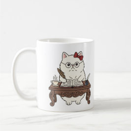 Cute Smart Teacher Writing Calligraphy Coffee Cat Kaffemugg