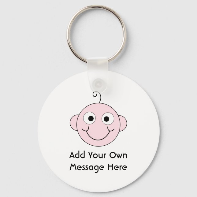 Cute Smilande Baby. Anpassningsbar Text. Nyckelring (Framsida)