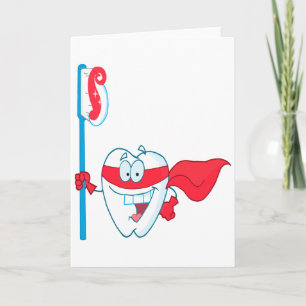 Cute Smilande superhjältand med tandborste Kort
