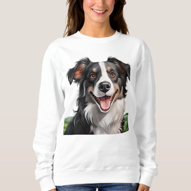 Cute smilde gräns collie t shirt (Framsida)