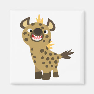 Cute Smildrande Tecknad Hyena Magnet