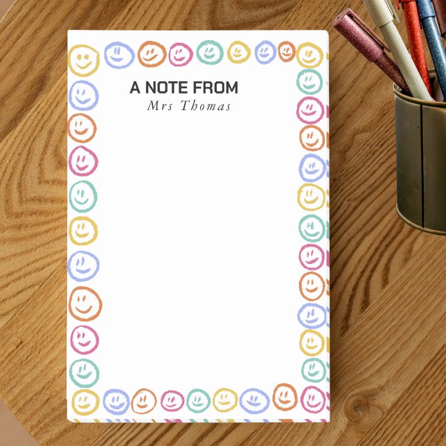 Cute Smile faces a Note from Teacher  Post-it Block (Skapare uppladdad)