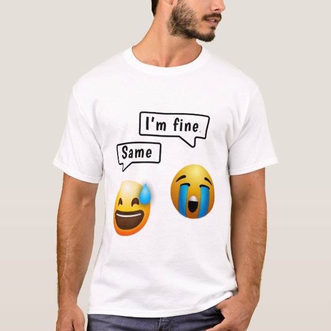 Cute Smiley Face Emoji Herr T-Shirt (Framsida)