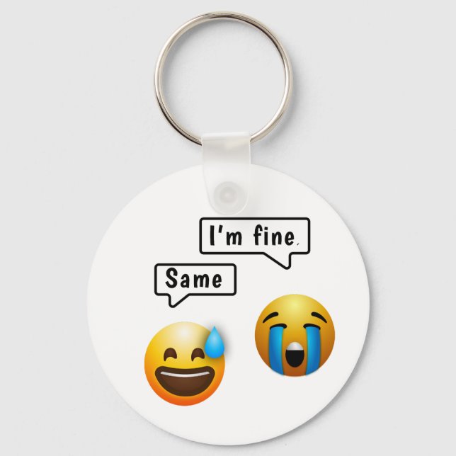 Cute Smiley Face Emoji Keychain Nyckelring (Framsida)