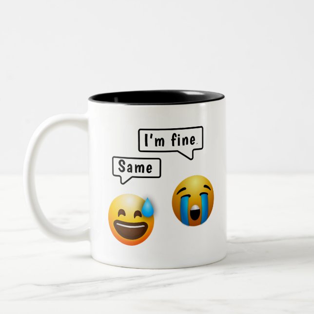 Cute Smiley Face Emoji Mug Två-Tonad Mugg (Vänster)