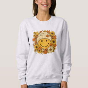 Cute Smiley face i Mysiga Beanie, omringad av Sol T Shirt