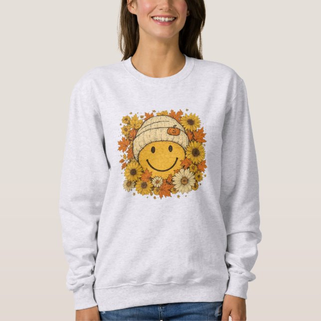 Cute Smiley face i Mysiga Beanie, omringad av Sol T Shirt (Framsida)