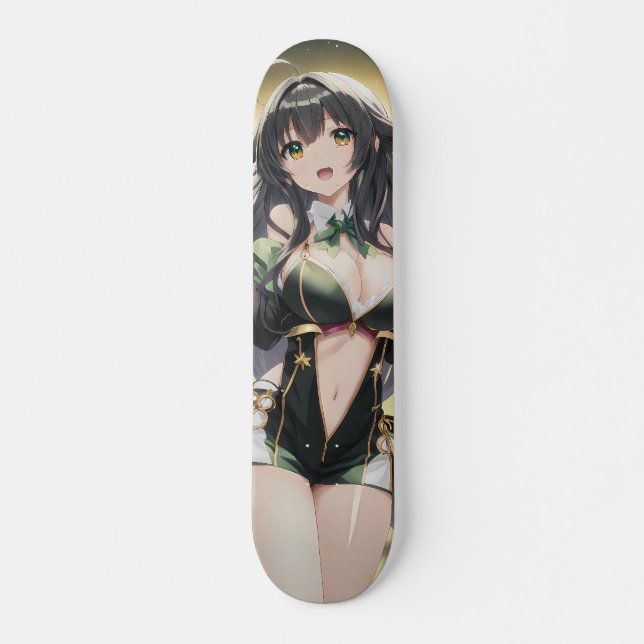 Cute Smiling Anime Girl Mini Skateboard Bräda 18,5 Cm (Framsida)
