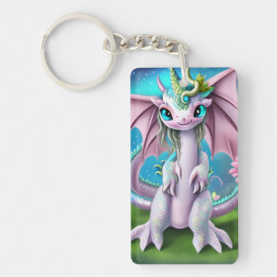 Cute Smiling Baby Dragon with Flowers