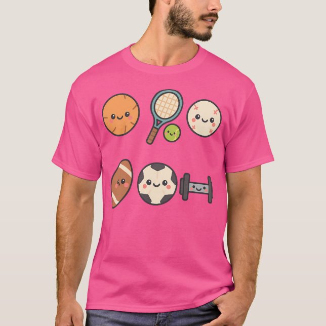 Cute Smiling Basketball Kawaii Sport T Shirt (Framsida)