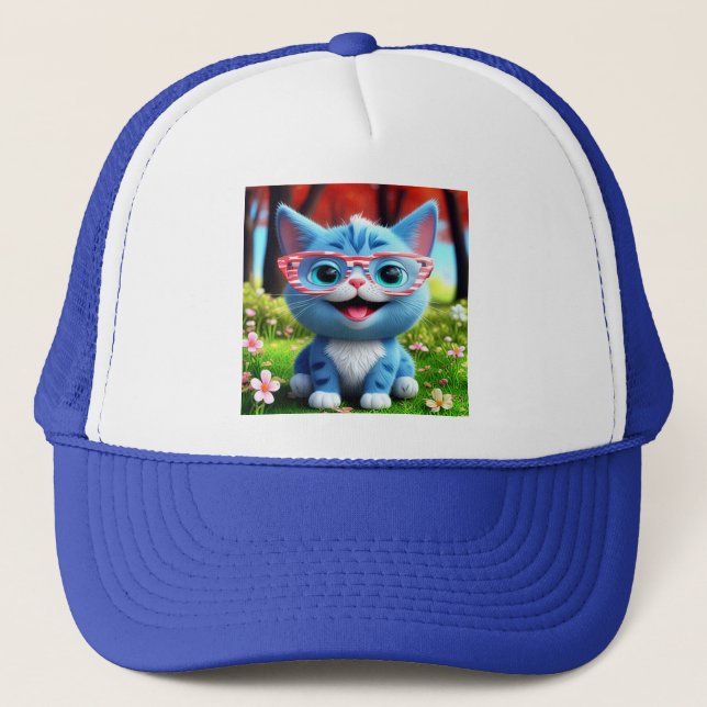 Cute Smiling Blue Kitten-55665 Keps (Framsida)