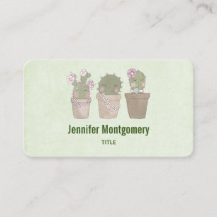 Cute Smiling Cactus Trio Watercolor Design Visitkort