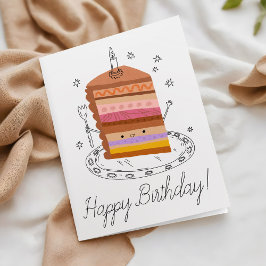 Cute Smiling Cake Biet Business Grattis på födelse Kort
