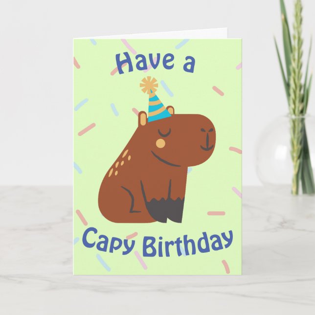 Cute Smiling Capybara Capy Birthday Kids Kort (Framsida)