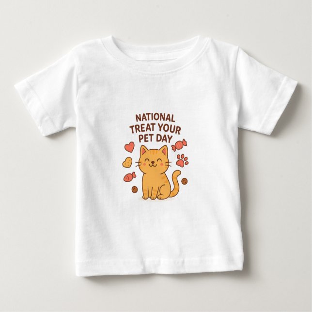 Cute Smiling Cat Shirt | National Treat  Pet Day T Shirt (Framsida)