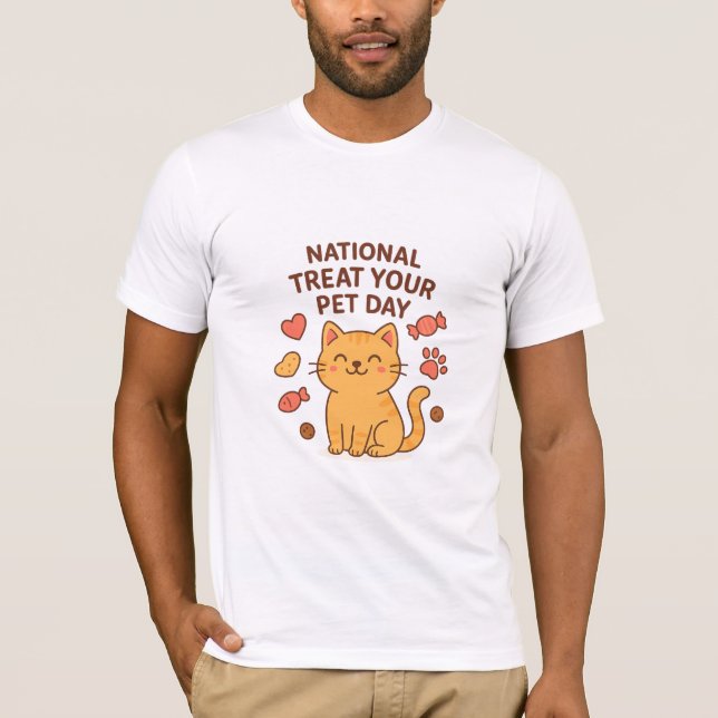 Cute Smiling Cat Shirt | National Treat  Pet Day T Shirt (Framsida)