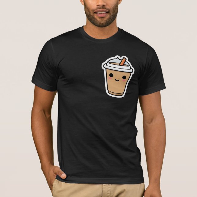Cute Smiling Coffee Kopp Kawaii Sticker T Shirt (Framsida)