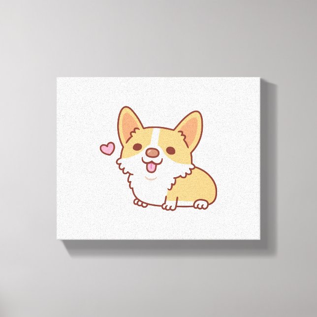 Cute Smiling Corgi Hund Canvastryck (Framsida)