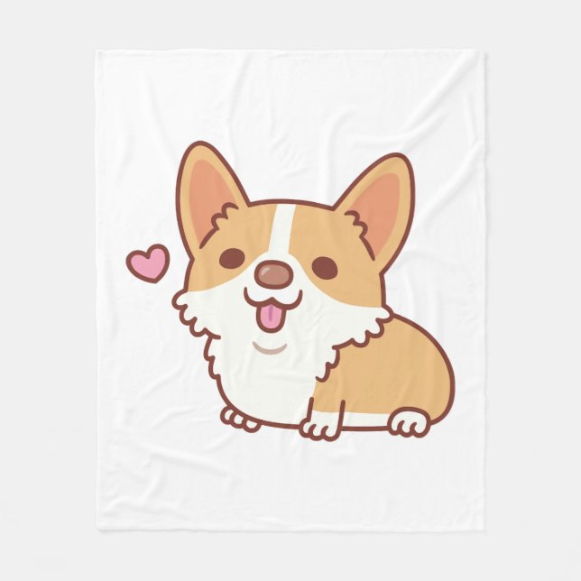 Cute Smiling Corgi Hund Fleecefilt (Framsidan)