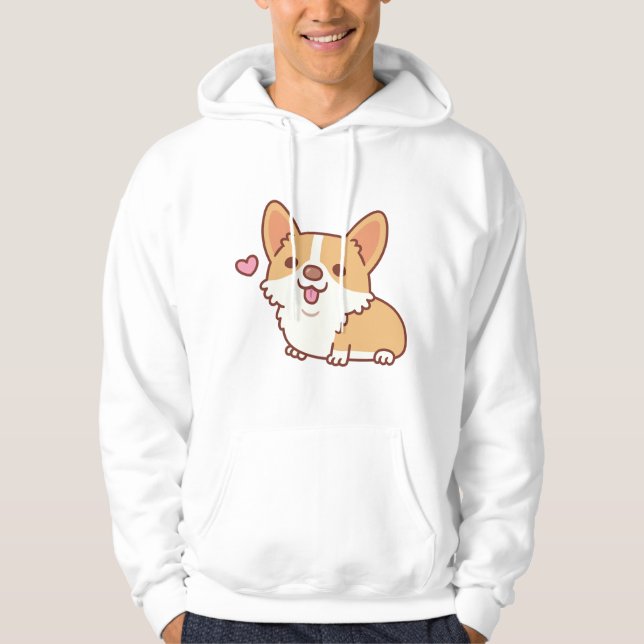 Cute Smiling Corgi Hund Hoodie (Framsida)