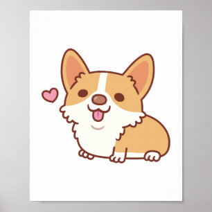 Cute Smiling Corgi Hund Poster