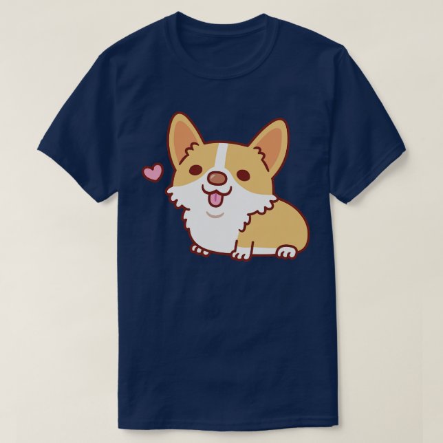 Cute Smiling Corgi Hund T Shirt (Design framsida)