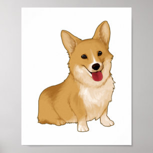 Cute smiling corgi poster