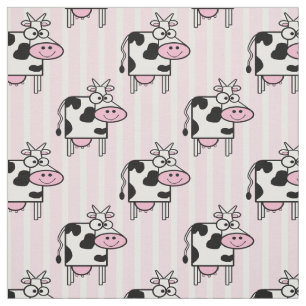 Cute Smiling Cow Animal Print Mönster Tyg